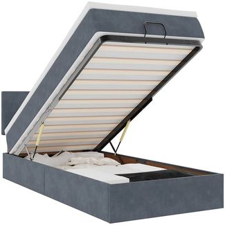 vidaXL Ottoman-Bett mit Matratze & LEDs Dunkelgrau 80x200 cm Samt 3312513