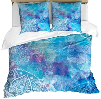 Abakuhaus Bettwäsche Milbensicher Allergiker geeignet mit Kissenbezügen, Microfaser, Mandala Aquarell Floral asiatischen