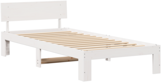 vidaXL Bettgestell mit Kopfteil Weiß 80x200 cm Massivholz Kiefer 872672