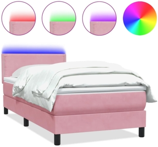 vidaXL Boxspringbett mit Matratze Rosa 80x220 cm Samt 3316814