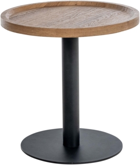 CLP Beistelltisch Aspen runde Tischplatte mit schwarzem Metallgestell,braun M