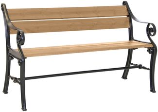 Gartenbank Köpenhamn aus Kiefernholz, klassisch mit geschwungenen Armlehnen, natur, 130 cm, für 2–3 Personen