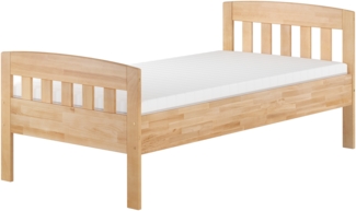 Erst-Holz Einzelbett 100x200 cm Buche inkl. Lattenrost und Matratze, natur