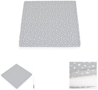 Moni Laufgittermatratze Comfort 88 x 88 x 5 cm, Babybettmatratze, Bezug waschbar grau sterne