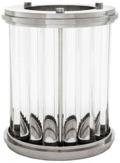 Casa Padrino Luxus Windlicht / Kerzenleuchter Nickel Finish 26,5 x H. 33,5 cm - Designer Windlicht