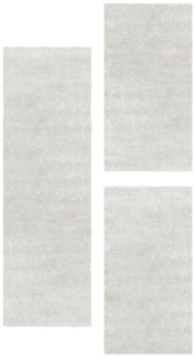 SIMPEX24 Hochflor-Bettumrandung Unicolor - Einfarbig, Höhe 50 mm, (Bett-Set, 3-tlg, Bettvorlage), Schlafzimmer Teppich Bettumrandung Läufer Set 3 teilig