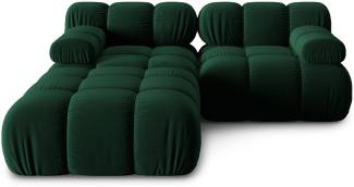 Micadoni Modulares Sofa Bellis 3-Sitzer mit flachem Modul Samtstoff Flaschengrün