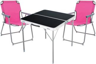 3-teiliges Campingmöbel Set Alu L80xB80xH70cm Pink