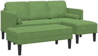 vidaXL Garten Sofa mit Bank und Kissen, L-förmiger hellgrüner Samt 3329267
