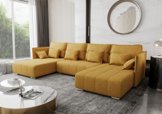 AX LIVING U Form Sofa mit Schlaffunktion Florinna Gelb 345cm