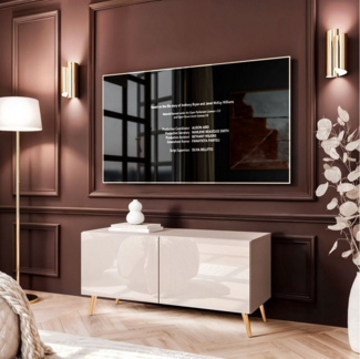 Lookway TV-Schrank COLGANTE 100 Kaschmir Hochglanz mit Metallbeinen