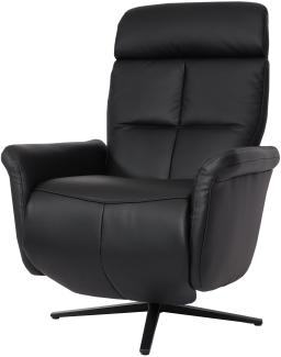 Relaxsessel HWC-L10, Design Fernsehsessel TV-Sessel Liegesessel, Liegefunktion drehbar, Voll-Leder ~ schwarz