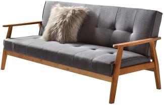 Schlafsofa 190x81 cm Massivholz und Polyester Dunkelgrau