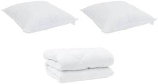 vidaXL Winterbettdecke mit Kissen 3 pcs Weiß Mikrofaser 3377873