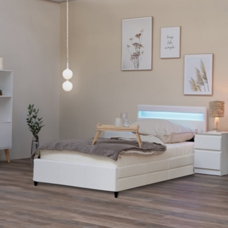 HOME DELUXE Bett NUBE mit Schubladen - 90 x 200cm - wahlweise inkl. Matratze, LED Beleuchtung & 2 Schubladen, Jungendbett mit Stauraum