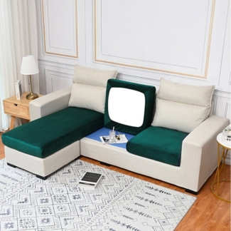 Rosnek Sofahusse 1-4Sitze, Stretch, Samt, Couch Sitzbezug, Sofa Sitzkissenbezug, Sitzkissenschutz Abdeckung