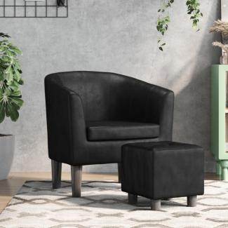 vidaXL Clubsessel mit Fußhocker Schwarz Kunstleder 356491