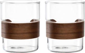 LEONARDO Becher NOVO LEGNO, 2er Set, 2-tlg, Glas, Holz, Becher mit Holzspange