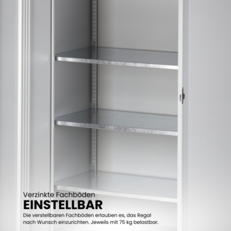 BISLEY Universal Flügeltürenschrank abschließbar - Stahlschrank mit 3-Punkt-Schloss, Tiefe: 50 cm - Werkstattschrank aus Metall mit 1 verzinkten Fachboden für 2 Reihen - Farbe: lichtgrau, HC402S1G-645