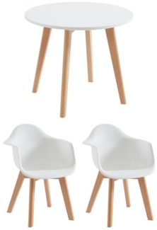 Vente-unique - Set aus Kindertisch LOULOUNE + 2 Stühlen POUPINETTE - Weiß
