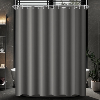 Lerores Duschvorhang 280x200cm Dunkelgrau beschwert Antischimmel wasserabweisend