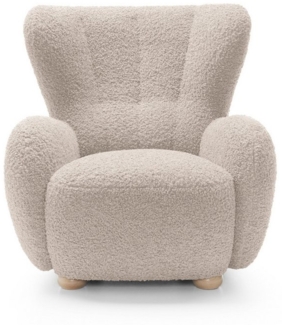 Goldstoff Sessel HUGSY Relaxsessel Boucle mit hoher Rückenlehne – Skandi & Boho Stil (Einzelsessel, Loungesessel), mit Relaxfunktion