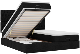 vidaXL Ottoman-Bett mit Matratzen & LEDs Schwarz 180x200 cm Stoff 3314564