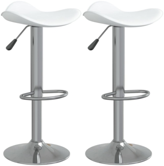 vidaXL Barhocker 2 Stk. Weiß Verchromter Stahl und Kunstleder 335089