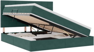 vidaXL Bett mit Stauraum und LED Dunkelgrün 160x200 cm Samt 3372042