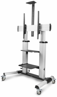 StarTech. com Rolling TV Cart/Stand On Wheels For 60-100inch Flat Screens Up To 220lb (100kg) Height Adjustment via Hand Crank Mobile/Portable Trolley Mount 152.4 cm (60) 2.54 m (100) 200 x 200 mm 1000 x 600 mm Aluminium Plastic Steel Black Silver