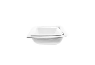 2er Set Wave Style Servierschale aus Porzellan Salatschüssel in Weiß