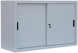 Schiebetürenschrank Schiebetüren Büro Aktenschrank Sideboard aus Stahl grau 750 x 1600 x 450 mm (Höhe x Breite x Tiefe) 550130