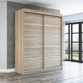 Schwebetürenschrank TREND 2-türig Schrank 180 cm (mit Spiegel) Farbe: Sonoma
