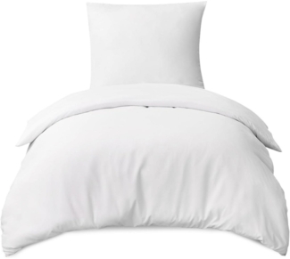 Bettwäsche 155x220 Weiß Set mit Mikrofaser Reißverschluss 2-teilig