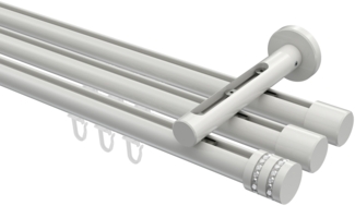 Innenlauf-Gardinenstangen-Set Siteno Estana 160 cm, 3-läufig, 20 mm Ø Weiß