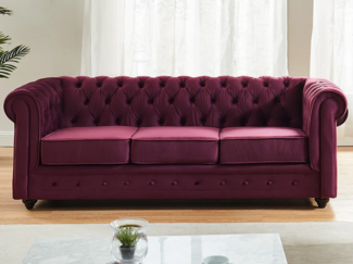 3-Sitzer-Sofa CHESTERFIELD - Samt - Pflaumenfarben