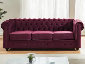 3-Sitzer-Sofa CHESTERFIELD - Samt - Pflaumenfarben