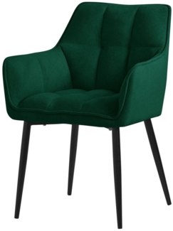 ML-DESIGN Polsterstuhl Esszimmerstuhl mit dickem gepolsterter Sitz, Rücken- und Armlehnen (1 St), Wohnzimmerstuhl aus Frotteestoff Dunkelgrün Loungesessel Küchenstuhl