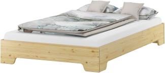 Kurzes Doppelbett ohne Kopfteil Kiefer massiv natur 140x190 V-60. 56-14-190