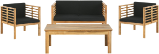 Lounge Set mit Tisch PACIFIC Akazienholz Schwarz