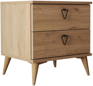 Dmora Nachttisch Pilar, Niedrige Kommode, Tisch, Multifunktionaler Nachttisch, 52x45 h55 cm, Eiche