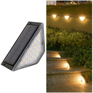 JOYOLEDER LED Solarleuchte Solarlampen für Außen, 2er-Set Solar Treppenbeleuchtung Außen, 3000K Warmweiß/Wasserdichte, Solar Treppenlicht für Gehweg, Treppe, Weg
