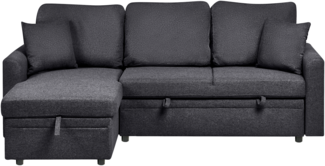 Eckschlafsofa 3-Sitzer NASSJO Kunstleinen Schwarz linksseitig