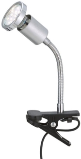LED Klemmleuchte, chrom, titanfarben, Flexo-Arm, H 22 cm
