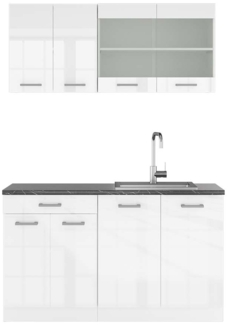 Vicco Singleküche Weiß Hochglanz/Weiß 140 cm , AP Anthrazit, R-Line