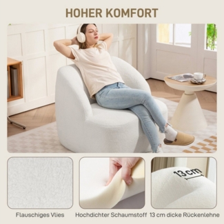 MC Star Sessel Moderner Sessel mit Fleece-Polsterung, kuscheliger Polstersessel (für Wohnzimmer, Schlafzimmer, Homeoffice, Cremeweiß)