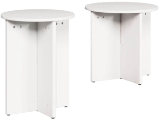 vidaXL Couchtisch 2 pcs Weiß 41,5 x 41,5 x 41 cm Massivholz Kiefer 873548