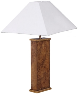 Casa Padrino Luxus Tischleuchte Braun / Weiß 45 x 39 x H. 72 cm - Massivholz Schreibtischleuchte mit Lampenschirm - Luxus Tischleuchten - Luxus Schreibtischleuchten - Luxus Interior