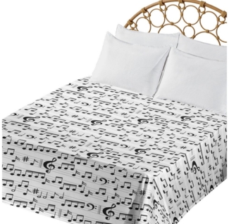 Abakuhaus Betttuch weiches bequemes oberes Bettlaken dekoratives Bett 1 Stück, Musik Zusammenfassung Clef Blatt