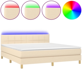 vidaXL Boxspringbett mit Matratze & LED Creme 160x200 cm Stoff 3133730